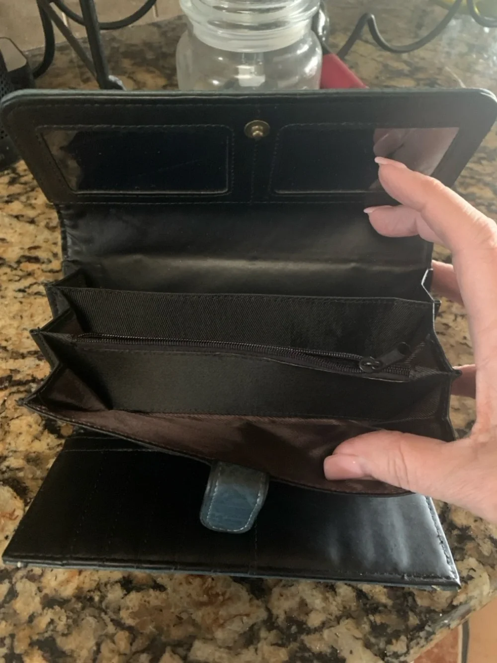 b.o.c. Blue Tooled Floral Leather Wallet